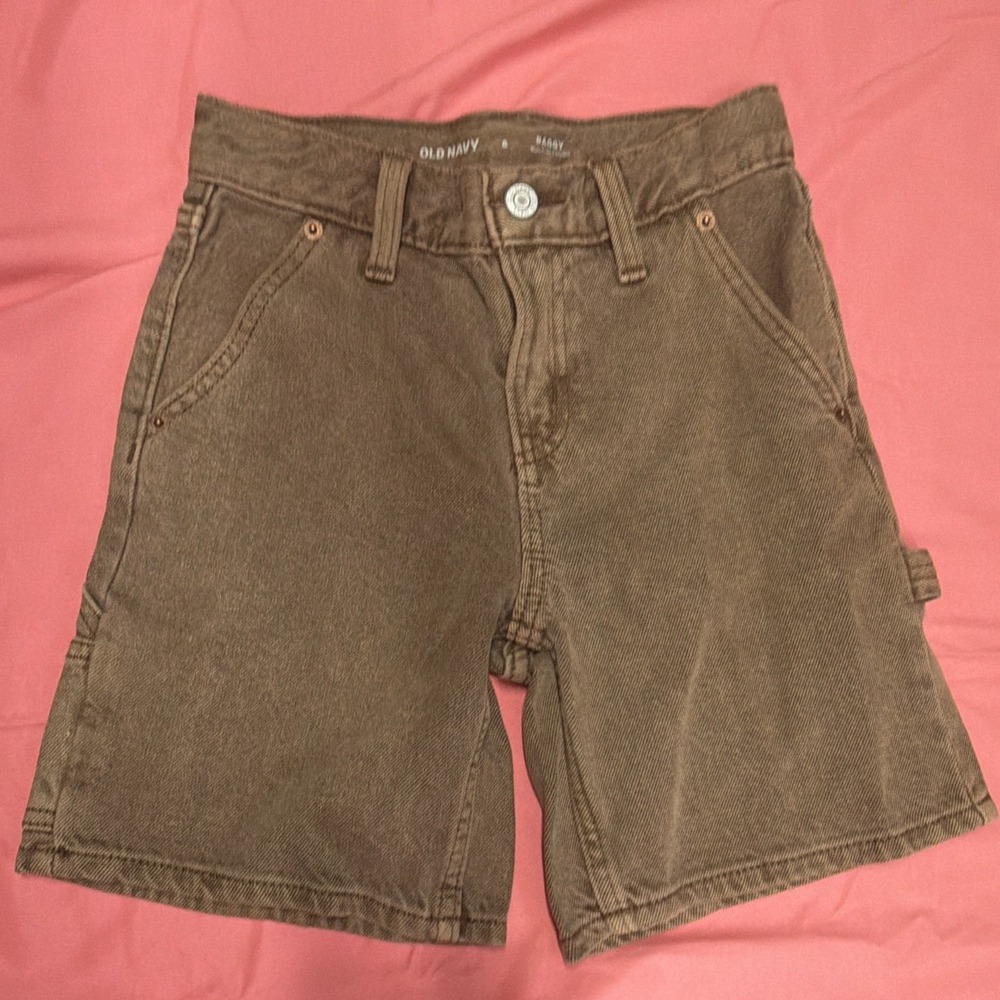 Old Navy Boys Size 6 Gray Denim Cargo Shorts Baggy Fit Pockets Zip
